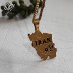 گردنبند نقشه ایران طلایی استیل