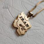 گردنبند نقشه ایران طلایی استیل - Image 2