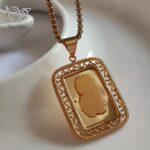 گردنبند ملکه کلئو پاترا طلایی مستطیلی درشت - Image 3