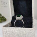 انگشتر نقره زنانه جواهری نگین سبز مربعی کد 6619 - Image 2