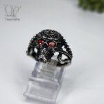 انگشتر نقره مردانه مدل اسکلت چشم قرمز کد 4030