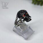 انگشتر نقره مردانه مدل اسکلت چشم قرمز کد 4030 - Image 3