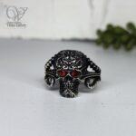 انگشتر نقره مردانه مدل اسکلت چشم قرمز کد 4030 - Image 2