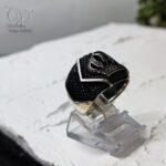 انگشتر نقره اصل مردانه مدل تاج سیاه قلم کد 4044 - Image 3