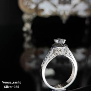 انگشتر نقره زنانه طرح جواهر تک نگین