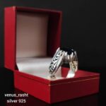 انگشتر مردانه نقره با سنگ یاقوت کبود اصل کد 999 - Image 2