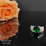 انگشتر نقره با سنگ سبز کریستالی