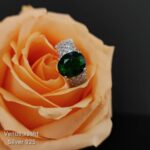 انگشتر نقره با سنگ سبز کریستالی - Image 2