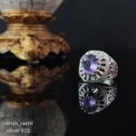 انگشتر نقره مردانه با سنگ آمیتیست ارغوانی کد 1020