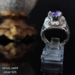 انگشتر نقره مردانه با سنگ آمیتیست ارغوانی کد 1020 - Image 4