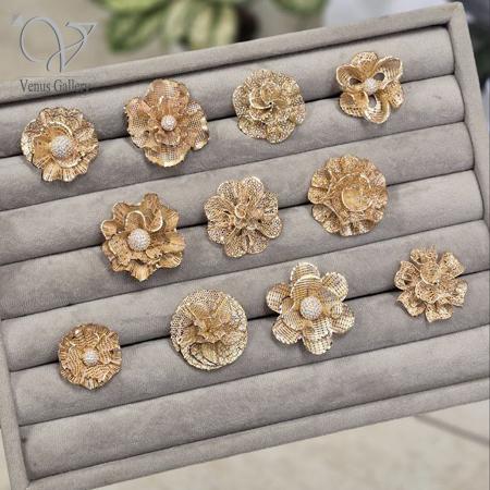 1079 انگشتر نقره آبکاری طلا مدل فیوژن کد 11649 - Image 1