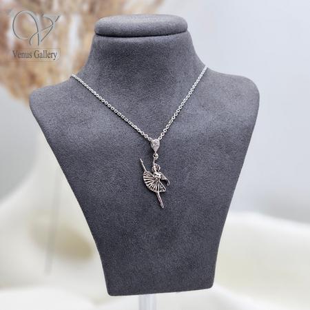 12 گردنبند نقره بالرین | گردنبند دختر رقصنده نقره ۹۲۵ زنانه کد 12128 - Image 1