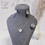 ست نقره مدل ونکلیف طلای زرد و سفید | زیور خاص و بادوام کد 12049 - Image 2