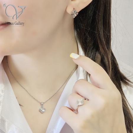 513 ست نقره مدل ونکلیف طلای زرد و سفید | زیور خاص و بادوام کد 12049 - Image 1