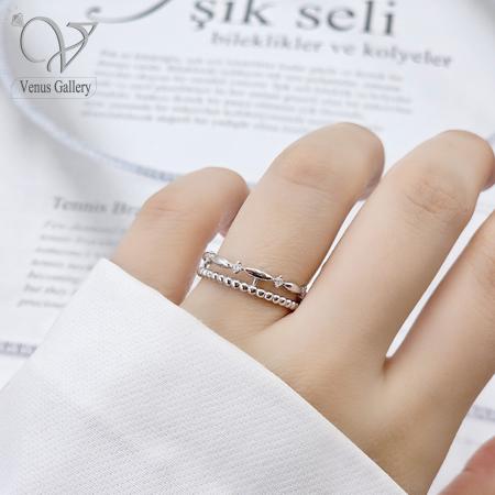 9 خرید انگشتر نقره ظریف و مینیمال دخترانه | نقره 925 اصل با طراحی شیک روزمره کد 12202 - Image 1