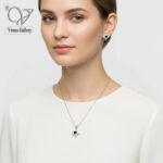 نیم ست نقره زنانه نگین آبی جواهری کد 13004