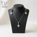 نیم ست نقره زنانه با سنگ فیروزه نیشابور کد 13138 - Image 4