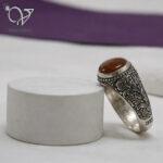 انگشتر نقره مردانه رکاب دستساز سنگ عقیق یمن کد 13290