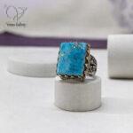 انگشتر نقره مردانه رکاب دستساز سنگ فیروزه نیشابور اصل کد 13311