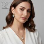 نیم ست نقره زنانه با سنگ فیروزه نیشابور کد 13138