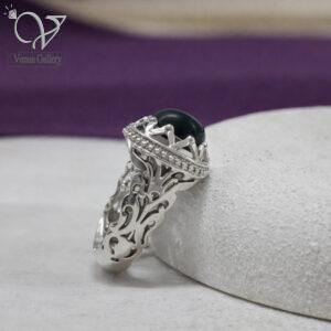 انگشتر نقره مردانه رکاب دستساز سنگ اوپال اصل