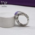 انگشتر نقره مردانه رکاب دستساز سنگ عقیق یاسی اصل کد 13265 - Image 3