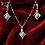 نیم ست نقره زنانه با سنگ فیروزه نیشابور کد 13138 - Image 2