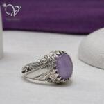 انگشتر نقره مردانه رکاب دستساز سنگ عقیق یاسی اصل کد 13265 - Image 4