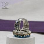 انگشتر نقره مردانه رکاب دستساز سنگ فیروزه نیشابور اصل کد 13311 - Image 4