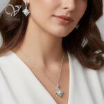 نیم ست نقره زنانه با سنگ فیروزه نیشابور کد 13138 - Image 3