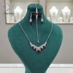 سرویس نقره جواهری عروس با نگین قرمز کد 13151