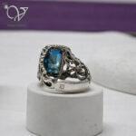 انگشتر نقره مردانه با سنگ  طرح توپاز - Image 5