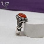 انگشتر نقره مردانه رکاب دستساز سنگ عقیق یمنی کد  13241