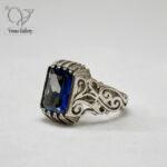 انگشتر نقره مردانه با سنگ  طرح توپاز