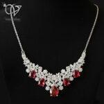 سرویس نقره جواهری عروس با نگین قرمز کد 13151 - Image 3