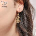 گوشواره نقره آبکاری طلا مدل فیوژن کد 13103