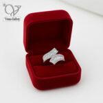 انگشتر نقره زنانه مدل موج نگین‌دار 925 با روکش رودیوم کد محصول 12514 - Image 2