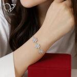 دستبند نقره زنانه مدل سه گل کد 12672 - Image 4