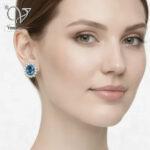 نیم ست نقره زنانه نگین توپاز 7 رنگ کد 13030 - Image 6