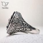 انگشتر نقره مردانه طرح شیروخورشید کد 13933 - Image 2