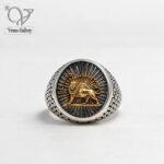 انگشتر نقره مردانه طرح شیروخورشید رکاب رولکسی