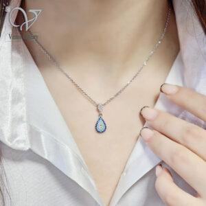 گردنبند نقره مدل چشم و نظر طرح اشک