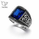 انگشتر نقره مردانه سنگ آبی