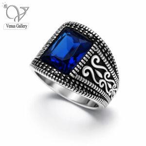 انگشتر نقره مردانه سنگ آبی