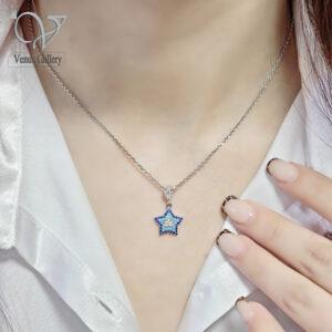 گردنبند نقره مدل چشم و نظر طرح ستاره