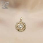 گردنبند نقره مدل فیوژن آبکاری طلایی طرح خورشید