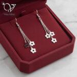 گوشواره نقره آویز طرح گل