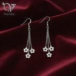 گوشواره نقره آویز طرح گل