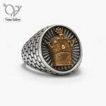 انگشتر نقره مردانه طرح تاج رکاب رولکسی