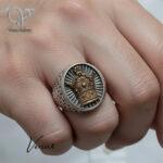 انگشتر نقره مردانه طرح تاج رکاب رولکسی